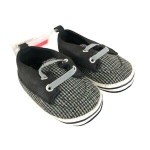 Carters Baby Boys Sneakers Soft Sole Slip On Black Gray Size 3-6 Months